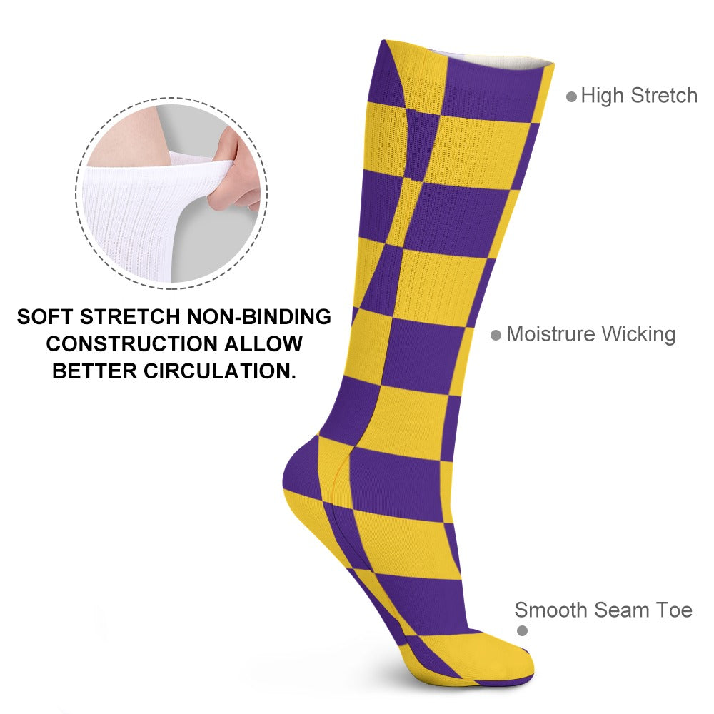Checkerboard Long Socks (Pack of 5)