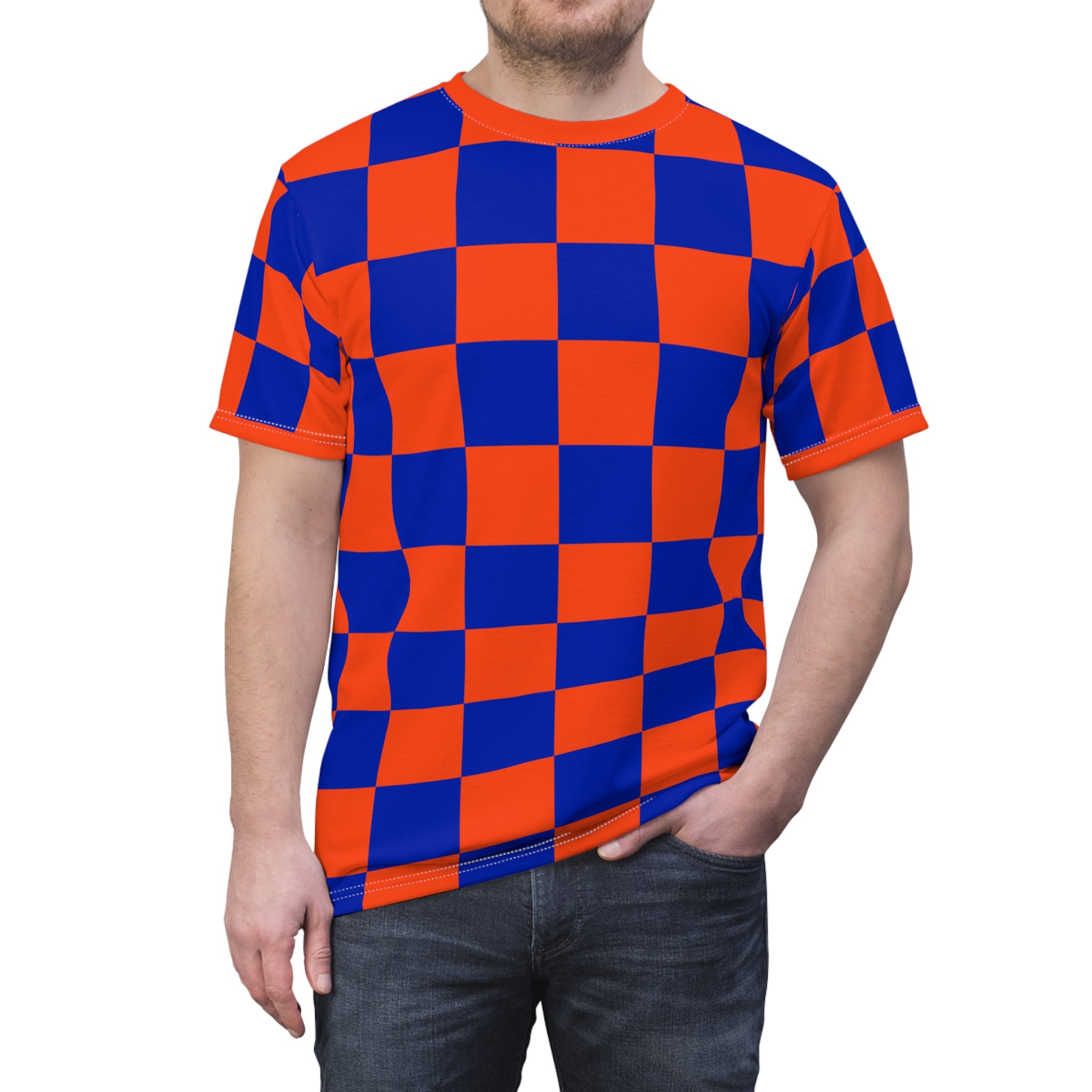 Checkerboard Shirt Blue & Orange