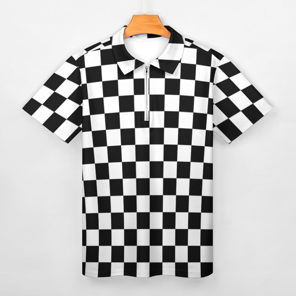 Short sleeve zipper polo shirt