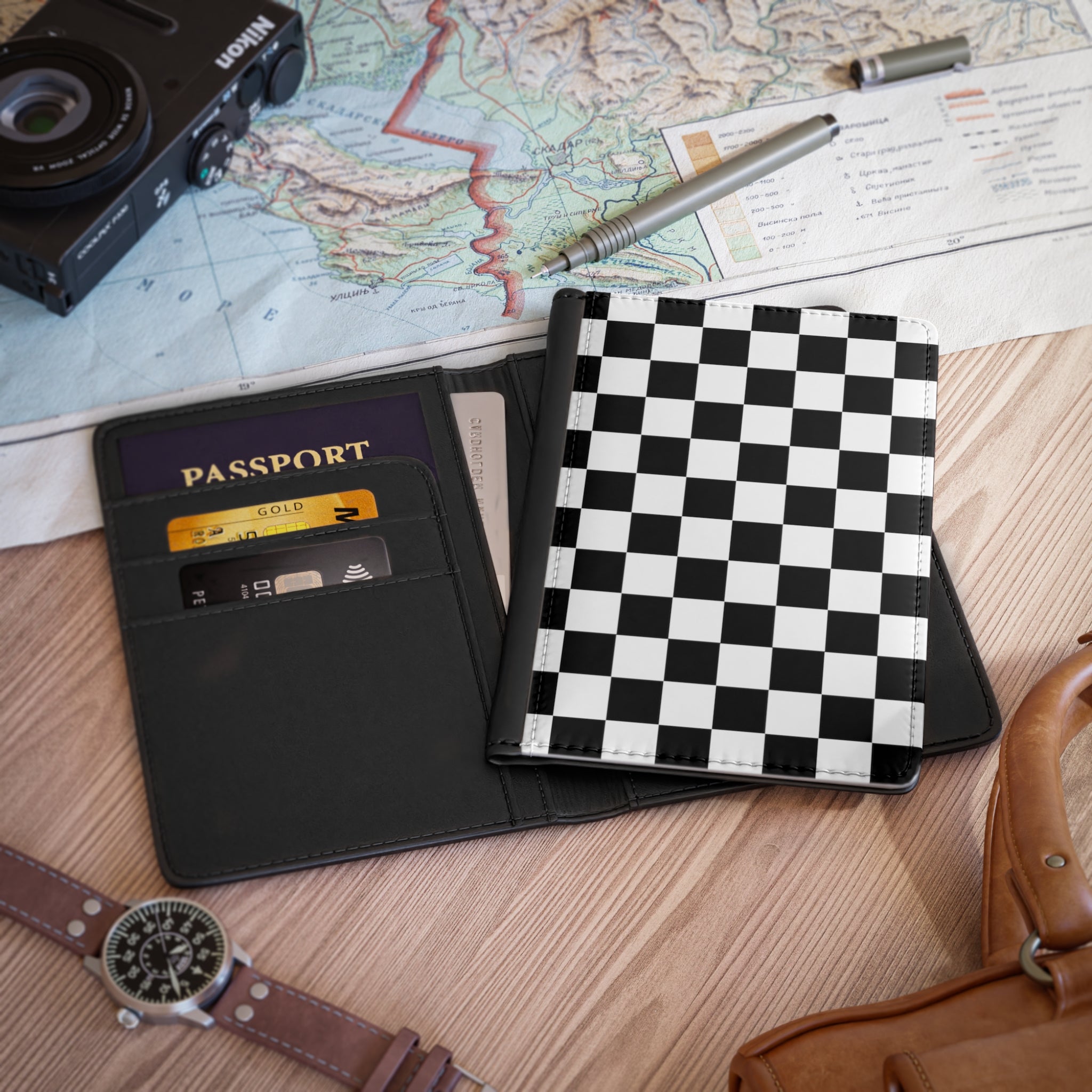 Checkerboard Passport Cover