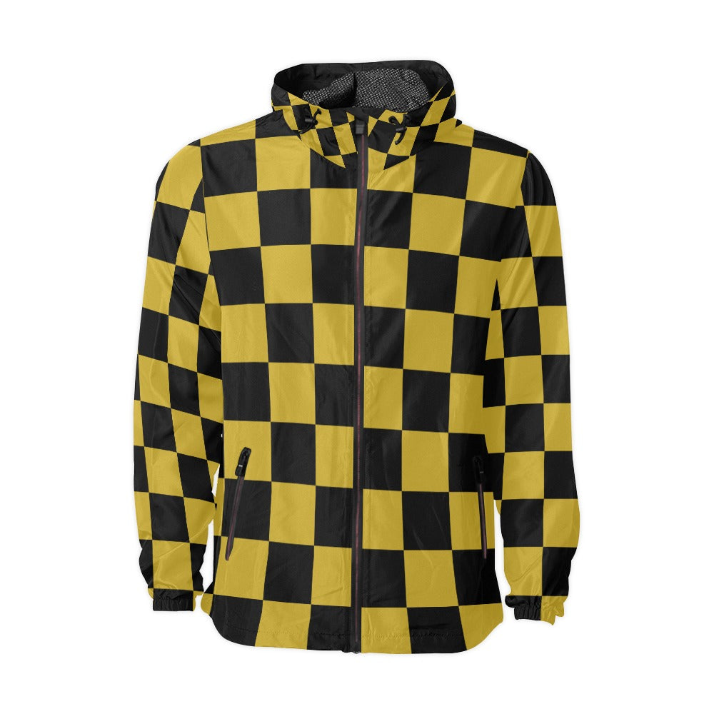 Unisex Checkerboard  Hooded Windbreaker