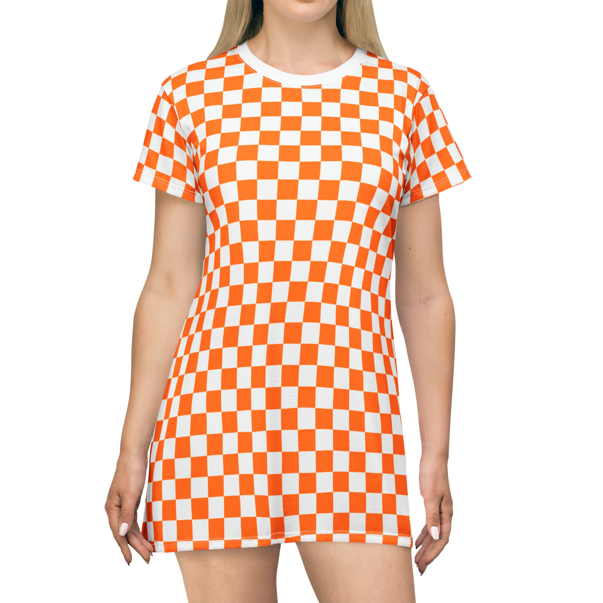 checkerboard t shirt dress Black and White Checkered T-shirt Dress, Streetwear Aesthetic Tee shirt Dress, All over print Loungewear Dress, Loose Fit Urban Clothing