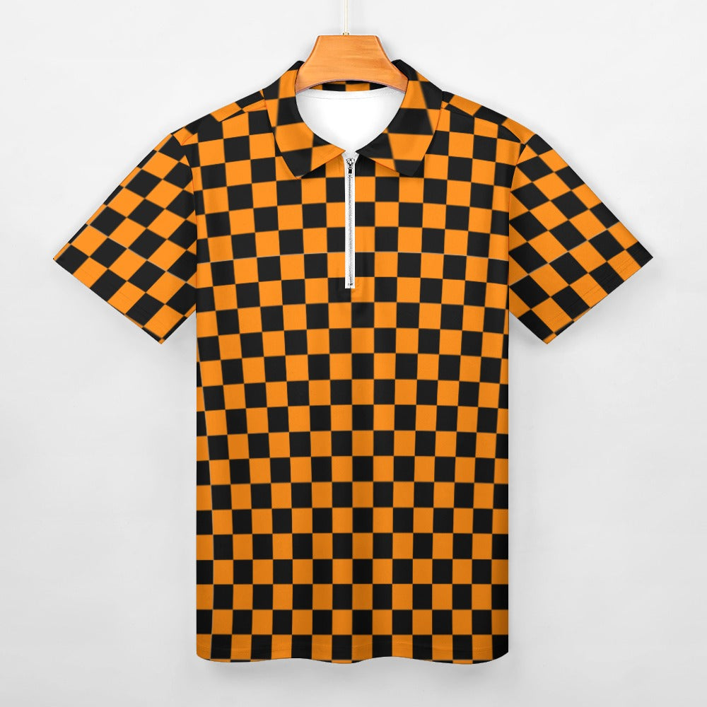 Short sleeve zipper polo shirt