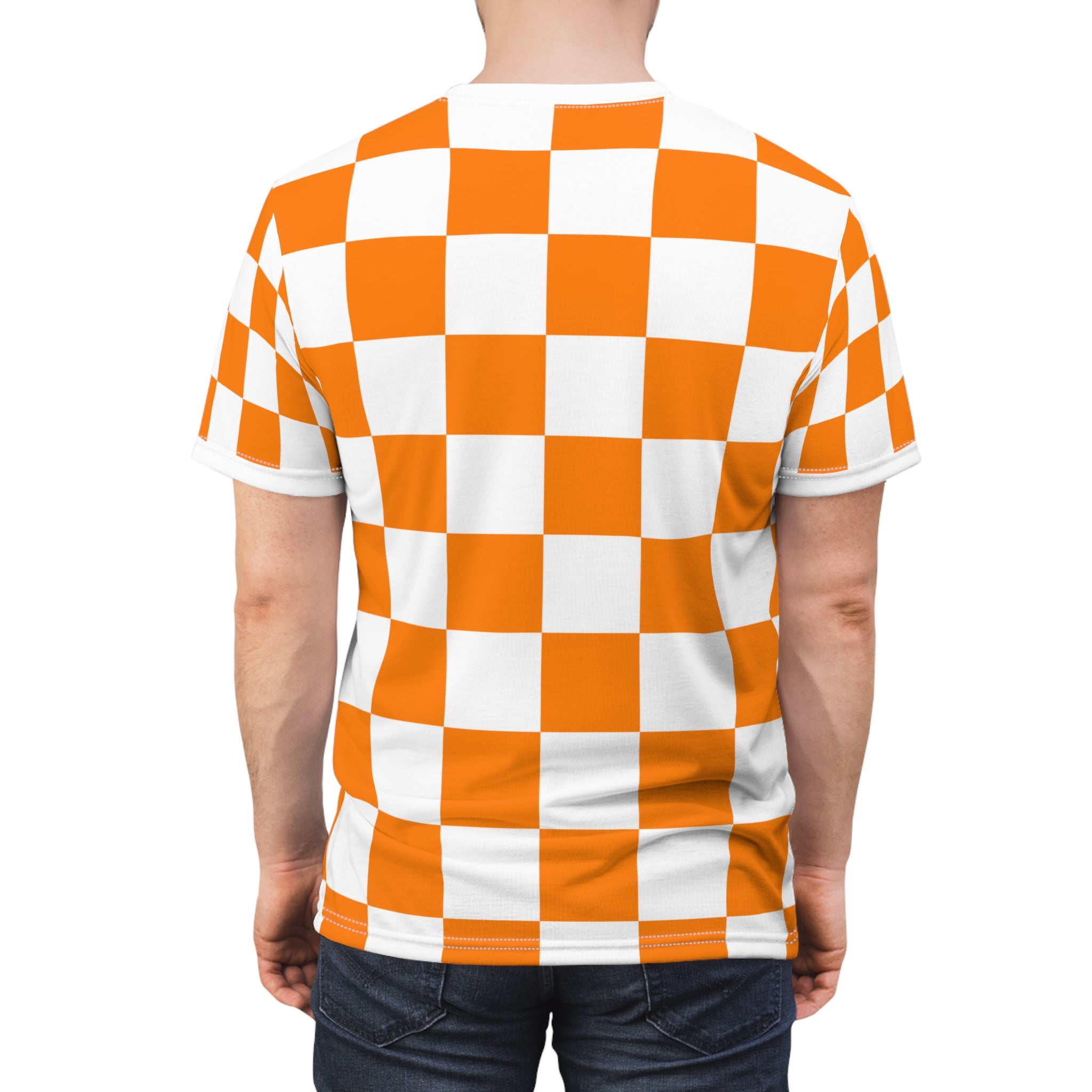 Checkerboard Shirt Orange and White