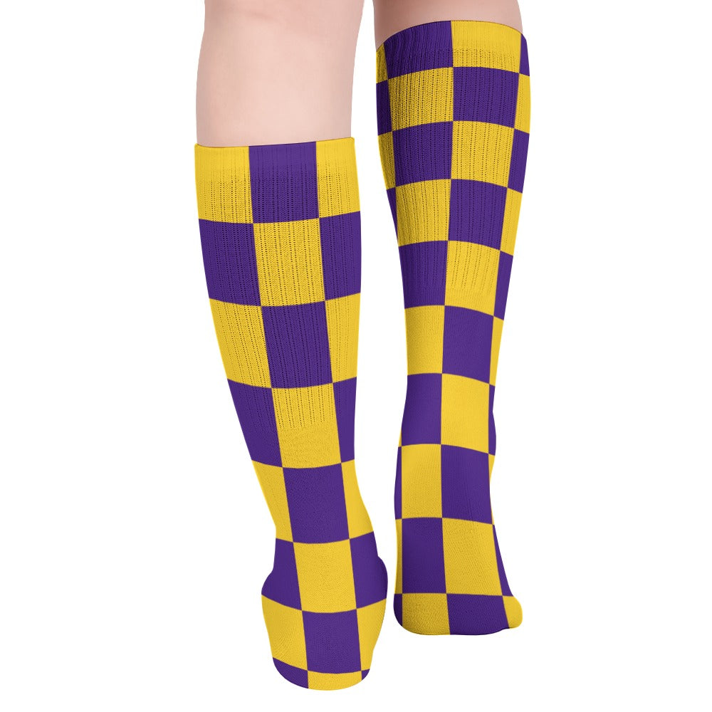 Checkerboard Long Socks (Pack of 5)