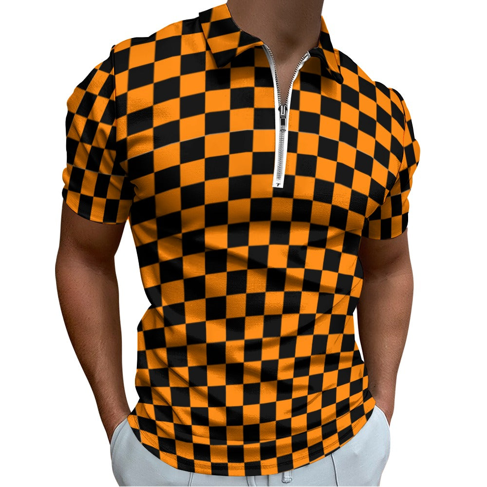 Short sleeve zipper polo shirt