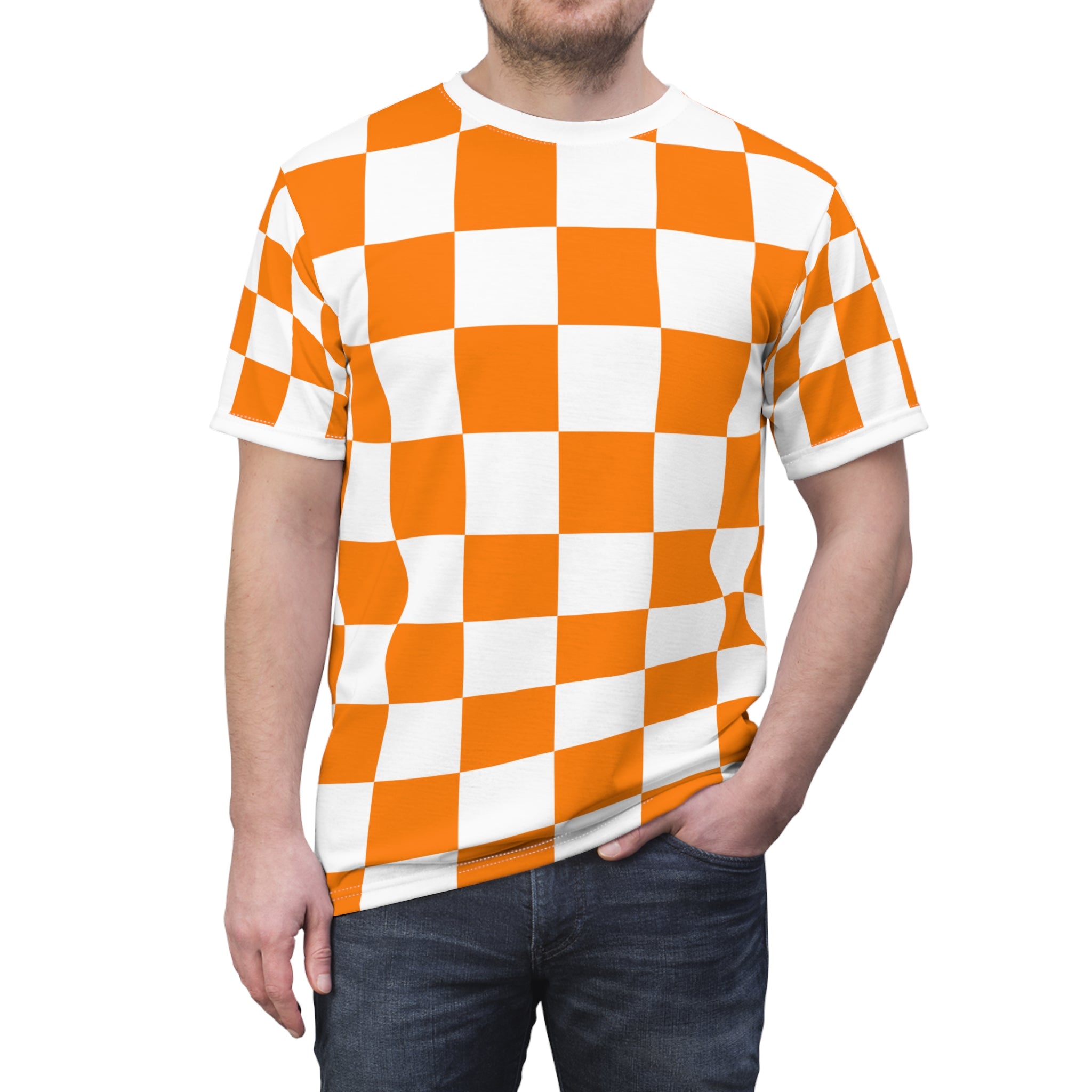 Checkerboard Shirt Orange and White