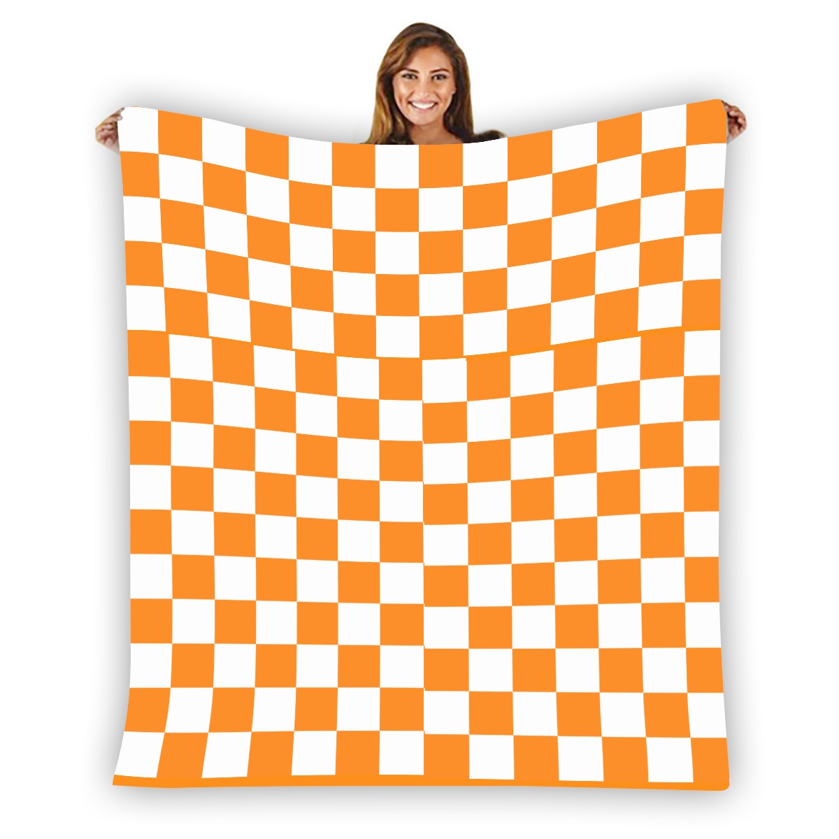 Orange Checkerboard Flannel Blanket