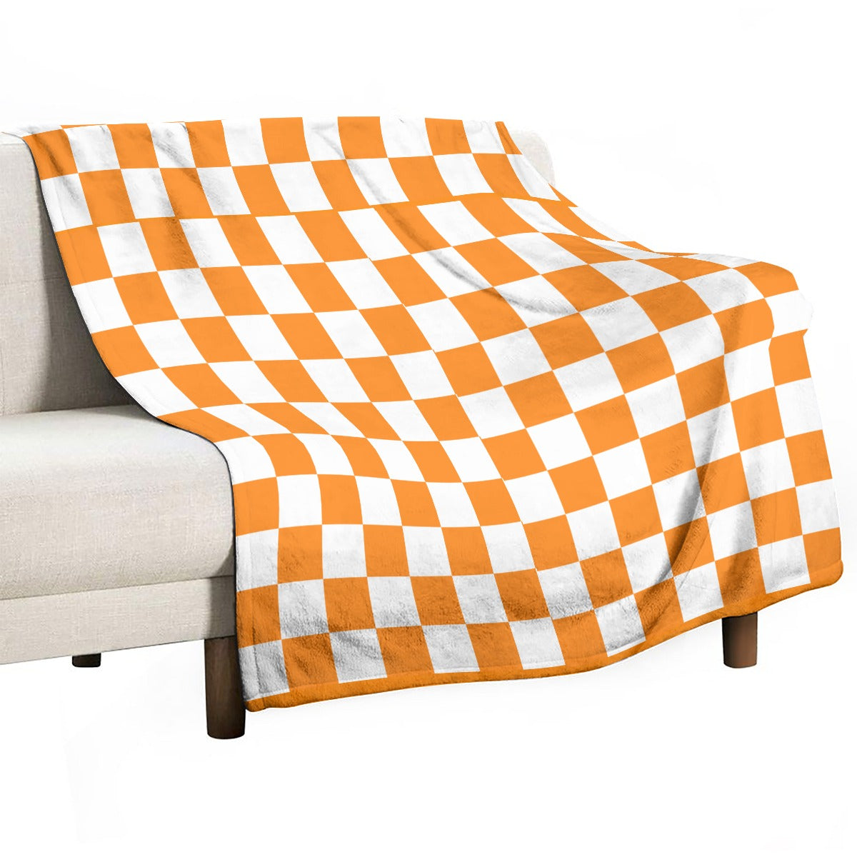 Orange Checkerboard Flannel Blanket