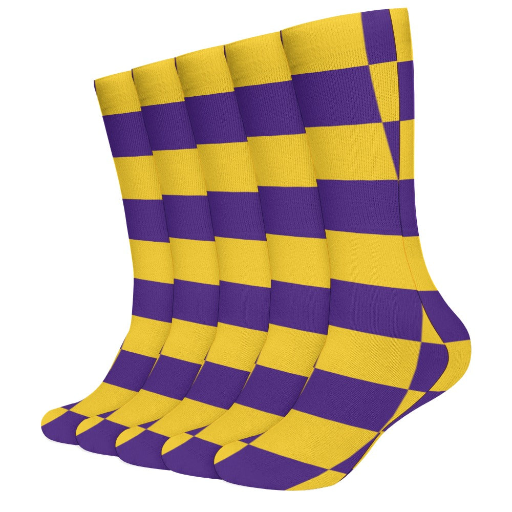 Checkerboard Long Socks (Pack of 5)