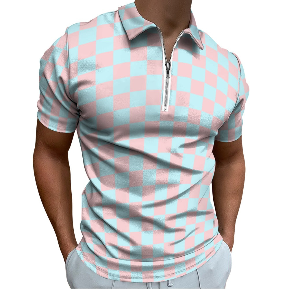 Short sleeve zipper polo shirt