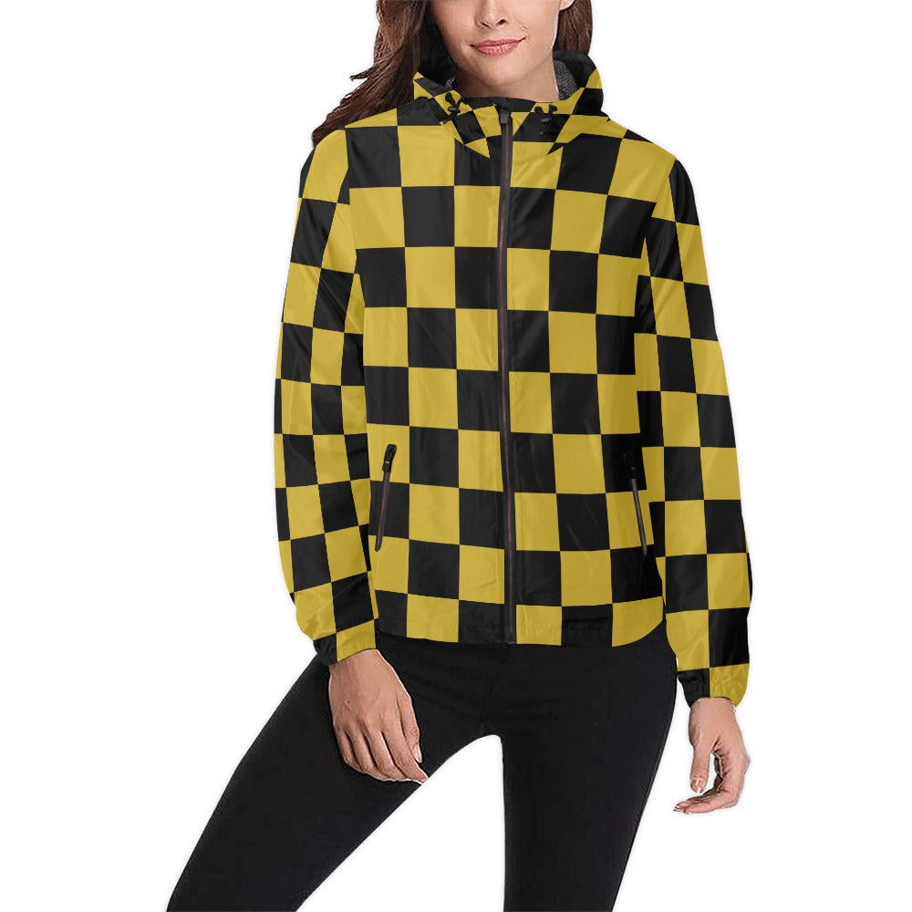 Unisex Checkerboard  Hooded Windbreaker