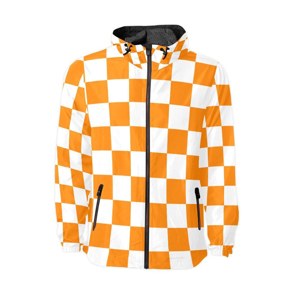 Unisex Checkerboard Hooded Windbreaker