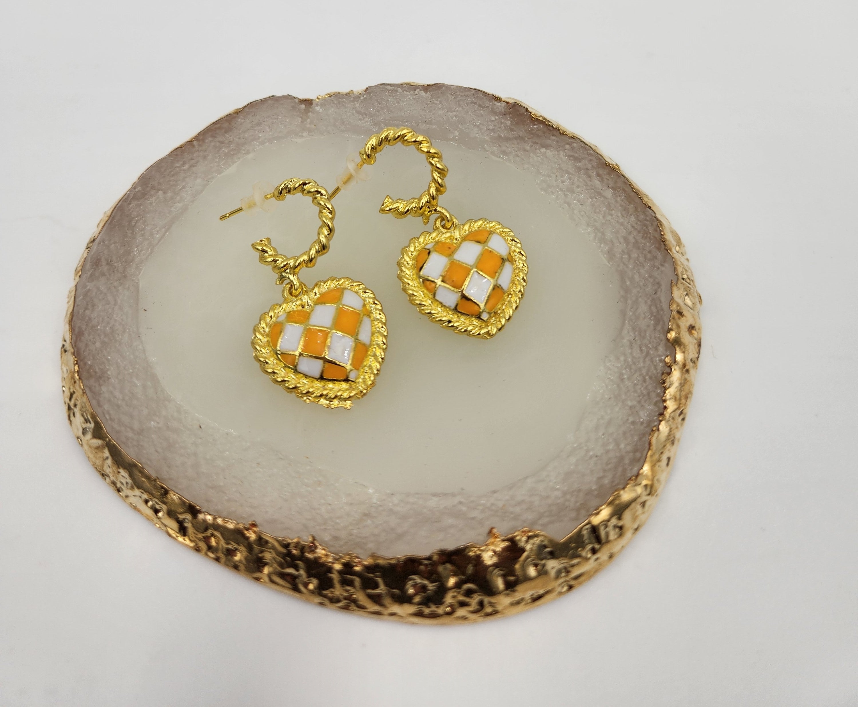 Heart Checkerboard Earrings