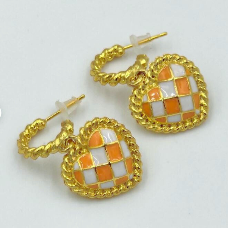 Heart Checkerboard Earrings