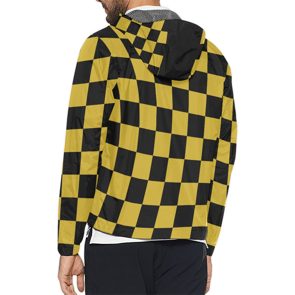 Unisex Checkerboard  Hooded Windbreaker