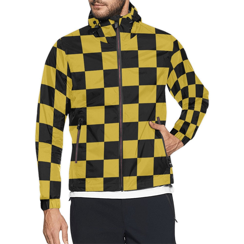 Unisex Checkerboard  Hooded Windbreaker