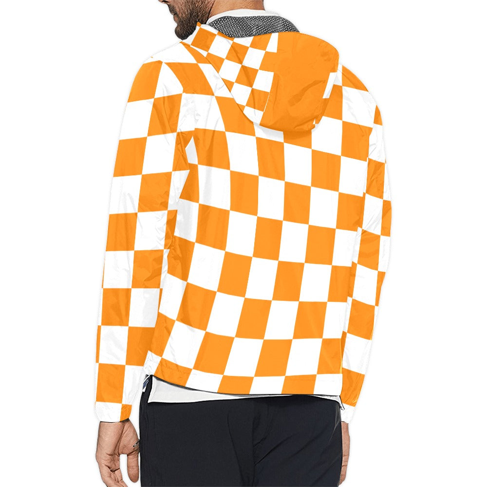 Unisex Checkerboard Hooded Windbreaker