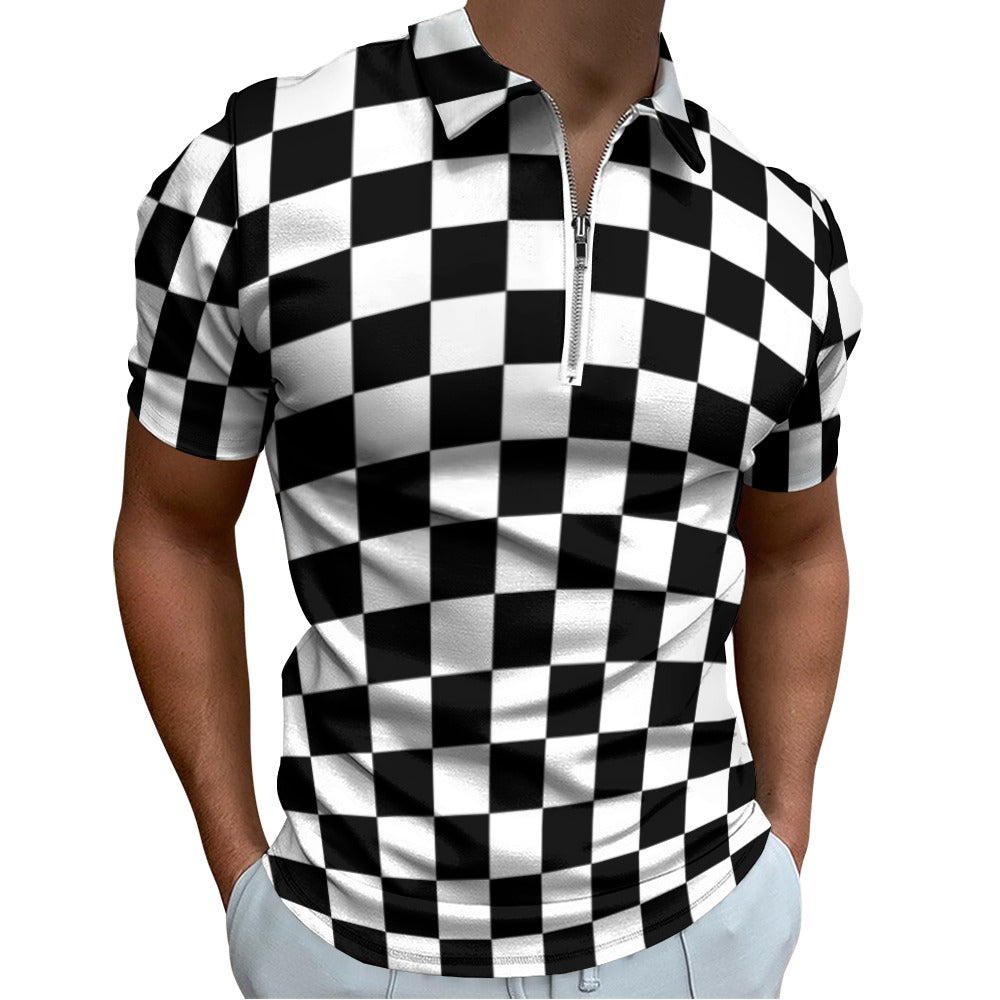 Short sleeve zipper polo shirt