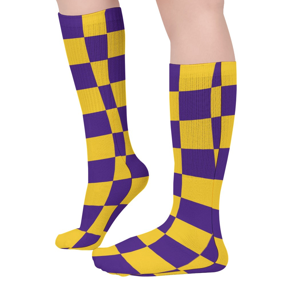 Checkerboard Long Socks (Pack of 5)