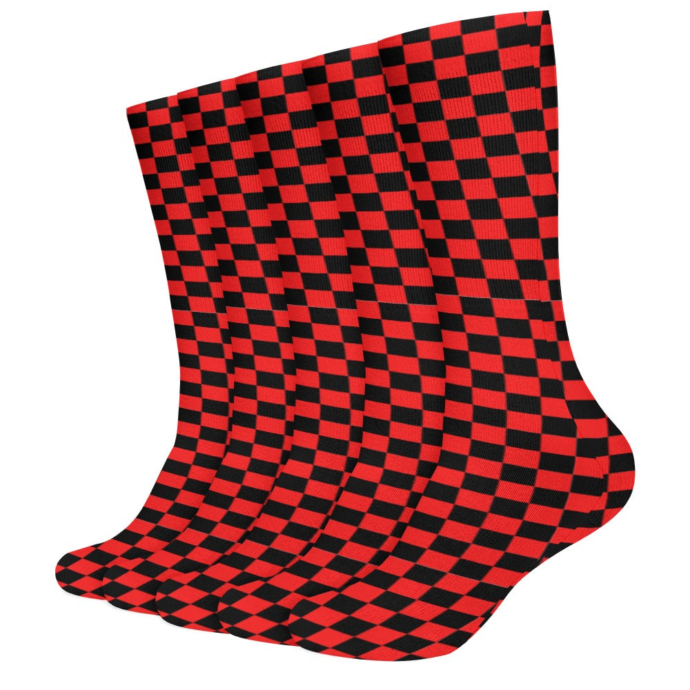Checkerboard Long Socks (Pack of 5)
