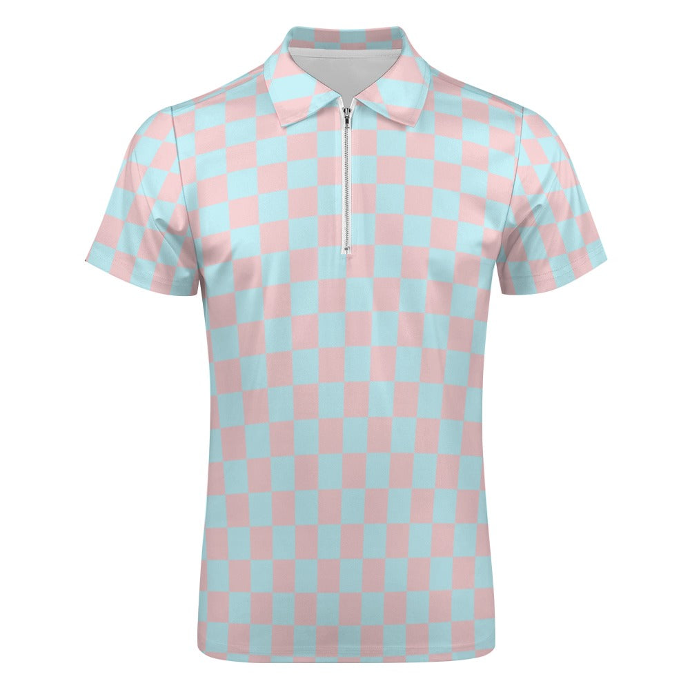 Short sleeve zipper polo shirt