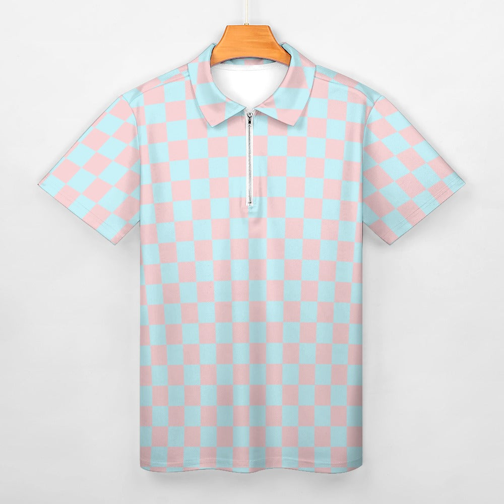 Short sleeve zipper polo shirt