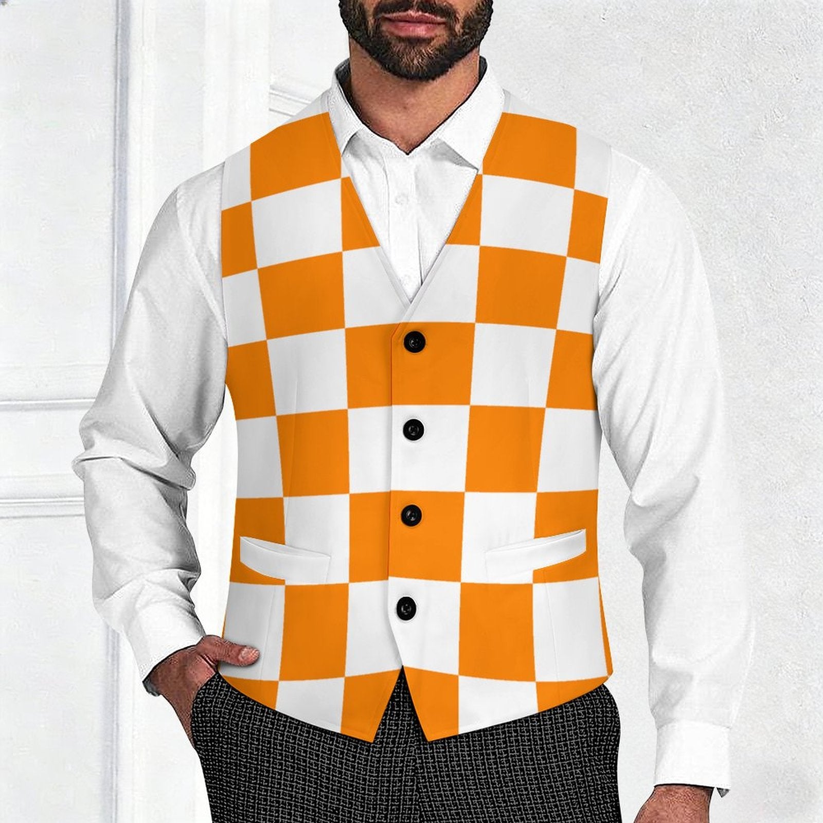 Orange Checkerboard Vest