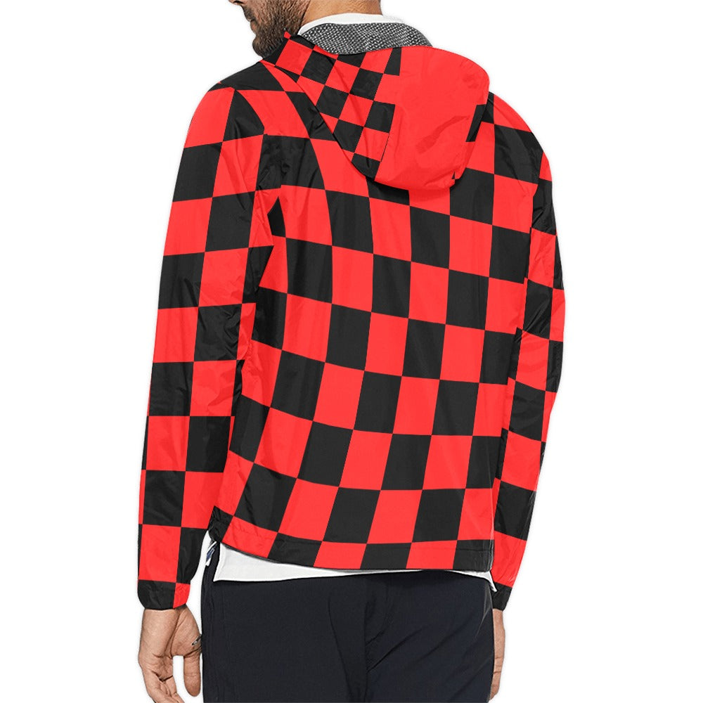 Unisex Checkerboard Hooded Windbreaker