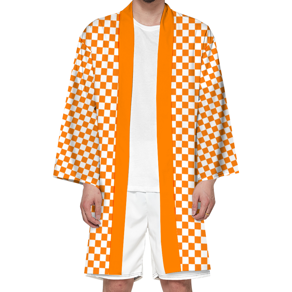 Checkerboard Haori Unisex Beach Kimono Robe