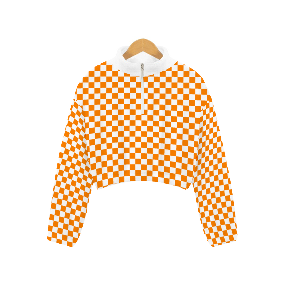Orange Checkered Short Flannel Shirt Jacket