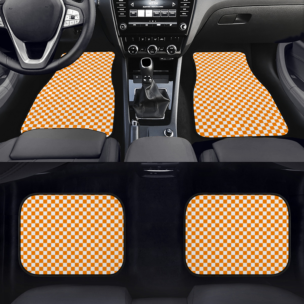 Checkerboard Car Floor Mat 4 Piece Set