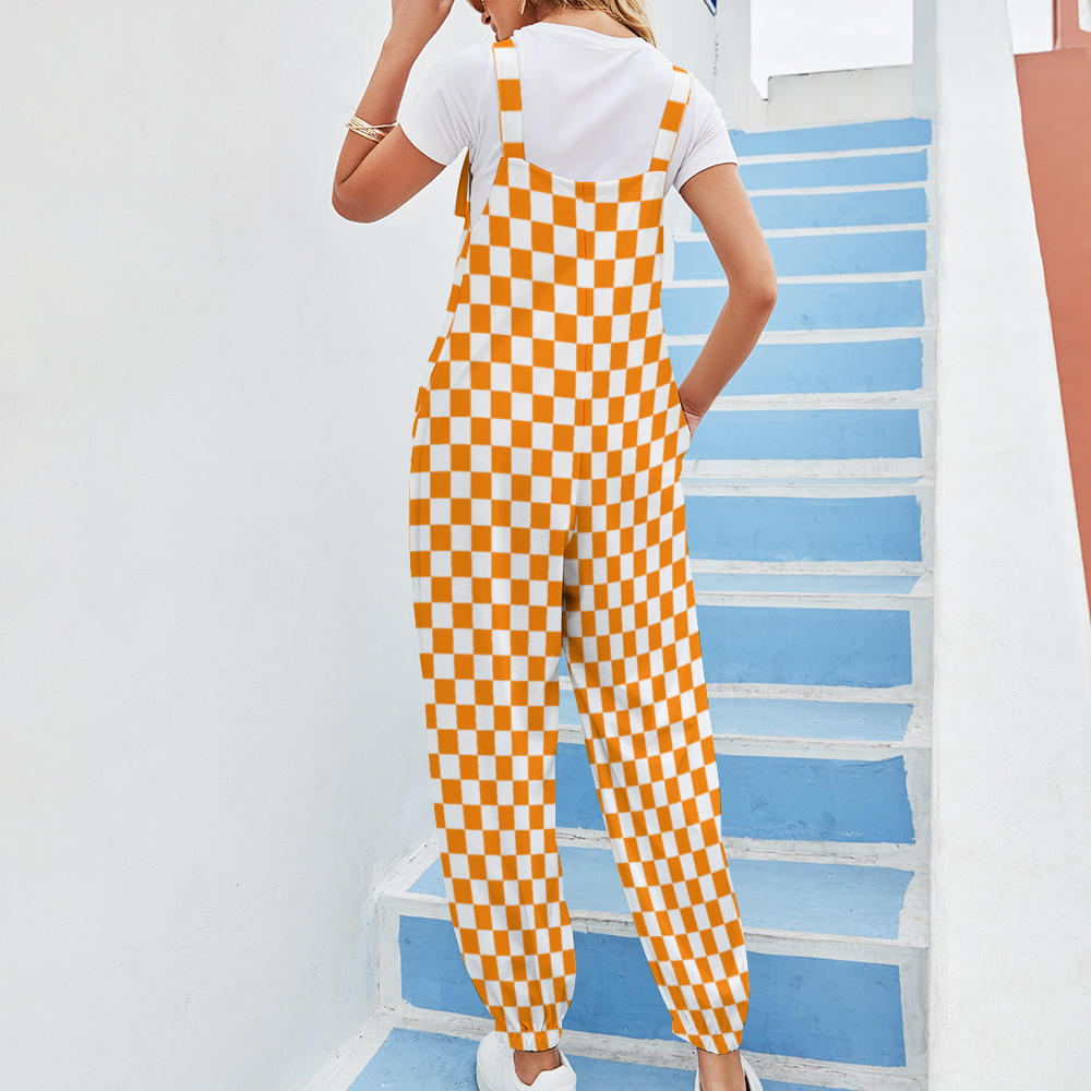 Checkerboard Women's Jumpsuit with Suspender