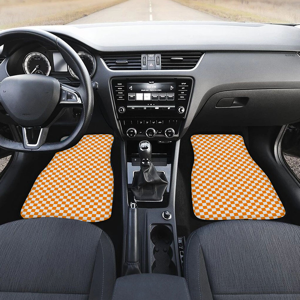 Checkerboard Car Floor Mats 2 Piece Set