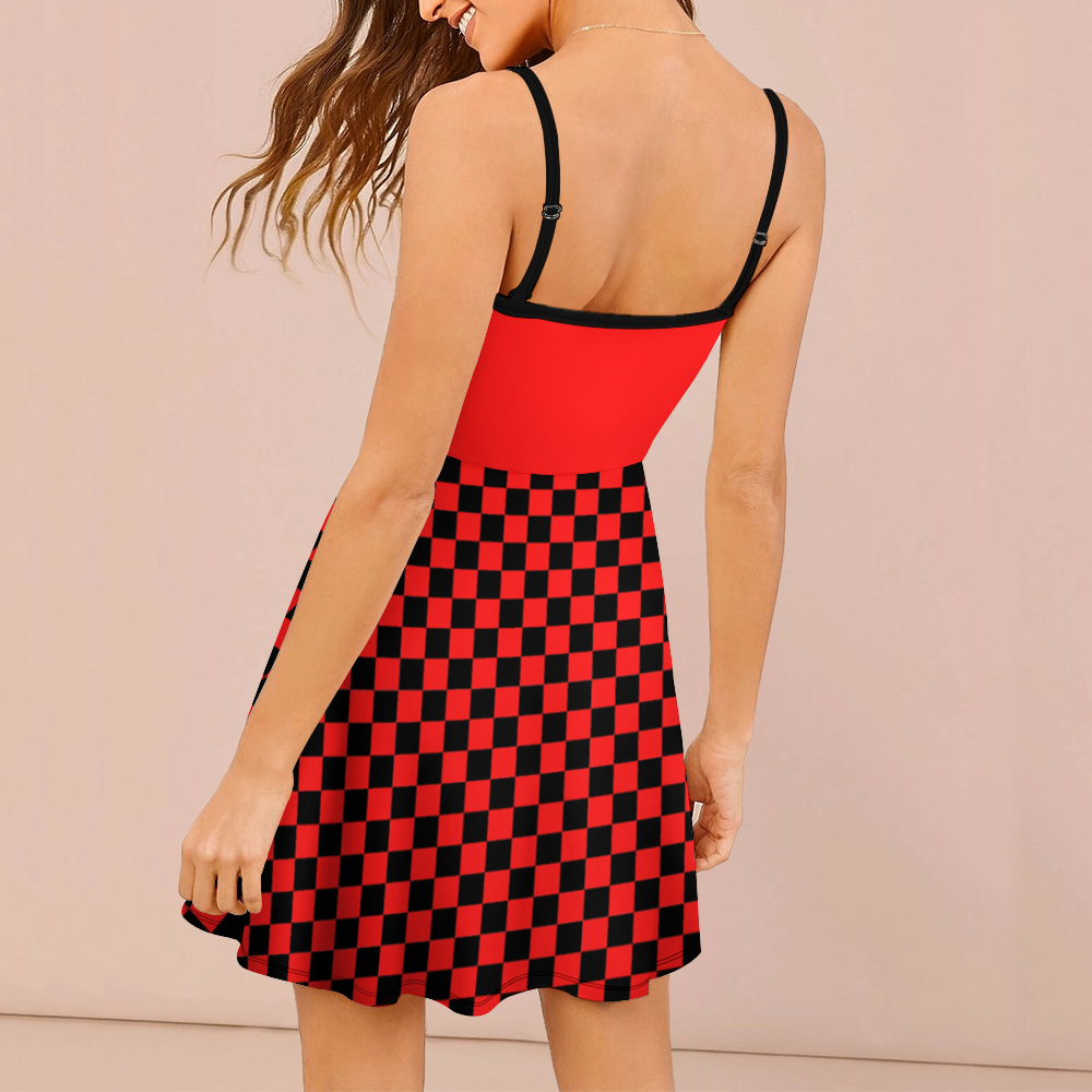 Women's Checkerboard Sling Short Dress