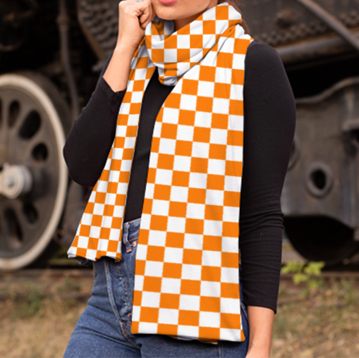 Checkerboard Scarf Warm Breathable Velvet Scarf for Winter