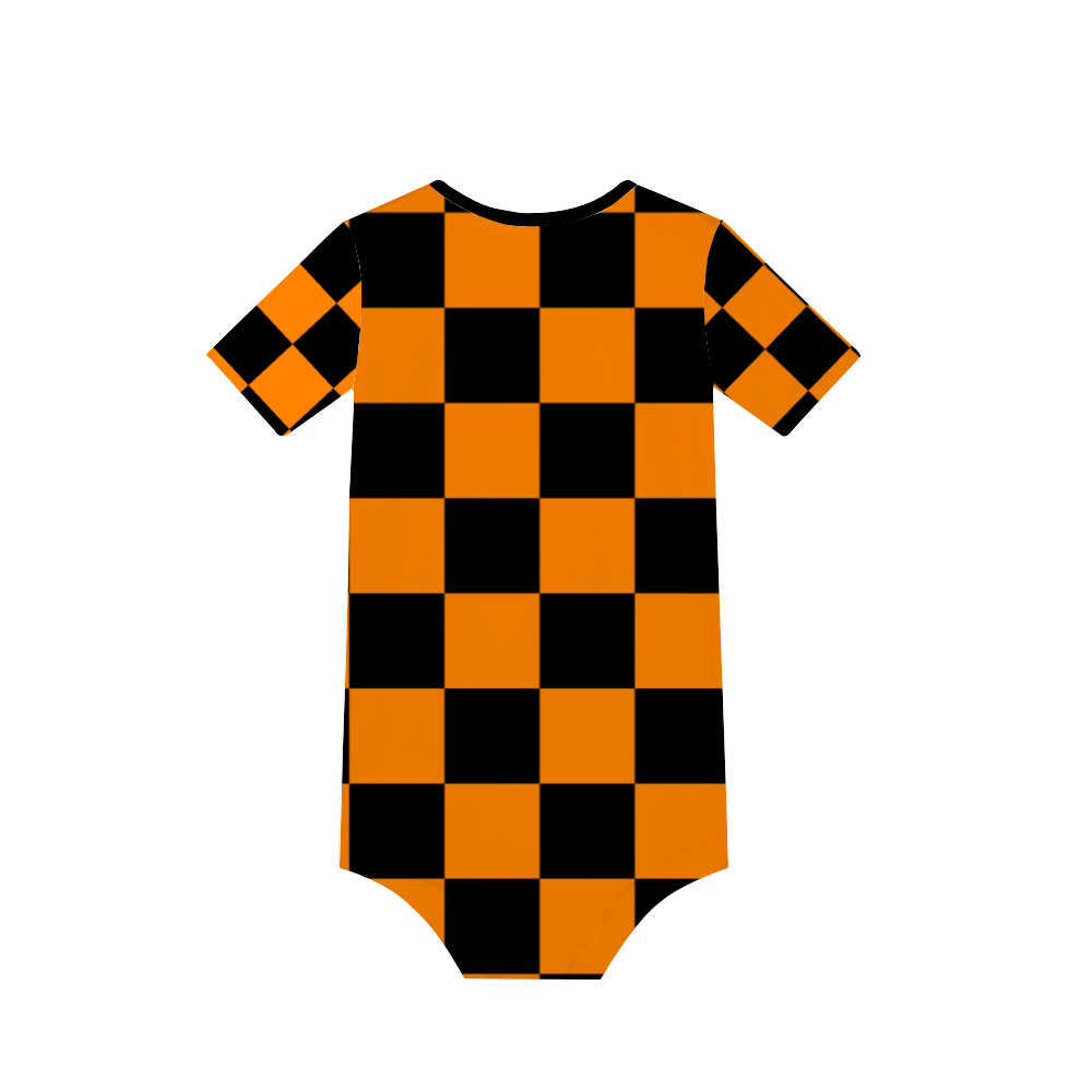 Checkerboard Baby's Short Sleeve Romper Jumpsuit