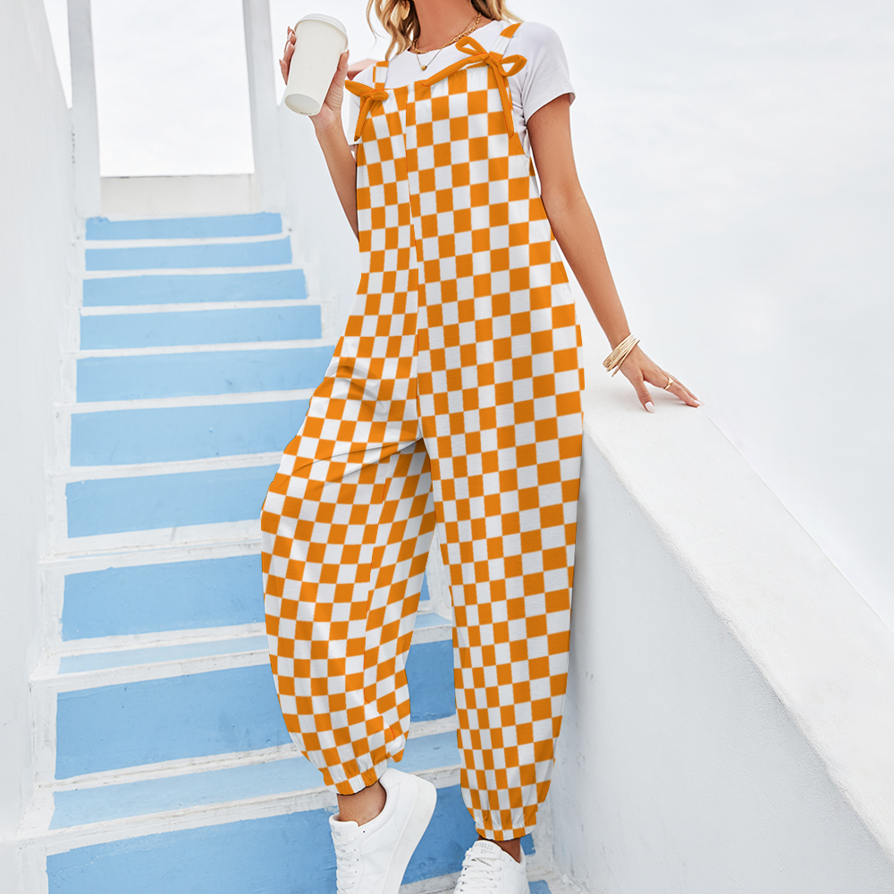 Checkerboard Women's Jumpsuit with Suspender