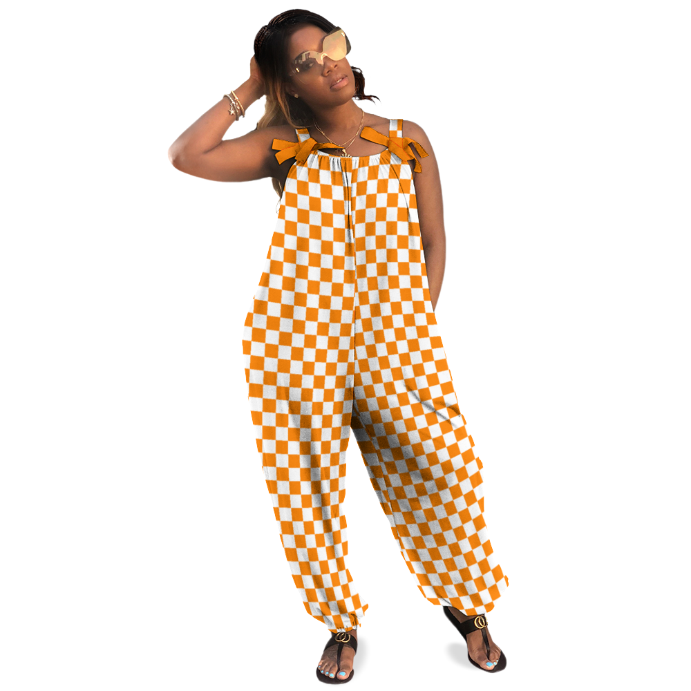 Checkerboard Women's Jumpsuit with Suspender