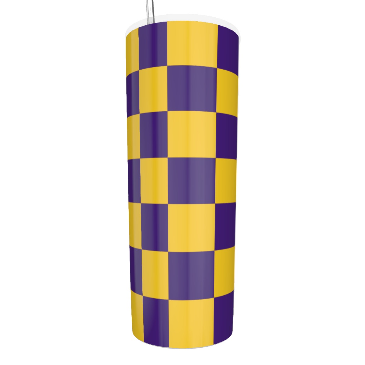 Checkerboard Glitter Tumbler With Stainless Steel Straw 20oz