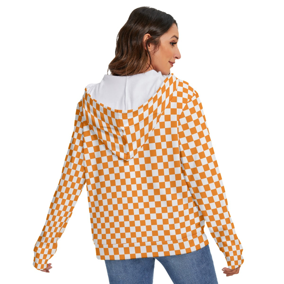 Checkerboard Heavy Fleece Zip-on-the-Side Hoodie