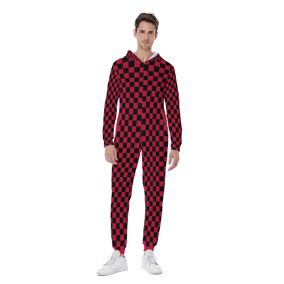 Checkerboard Men's Hooded Jumpsuit