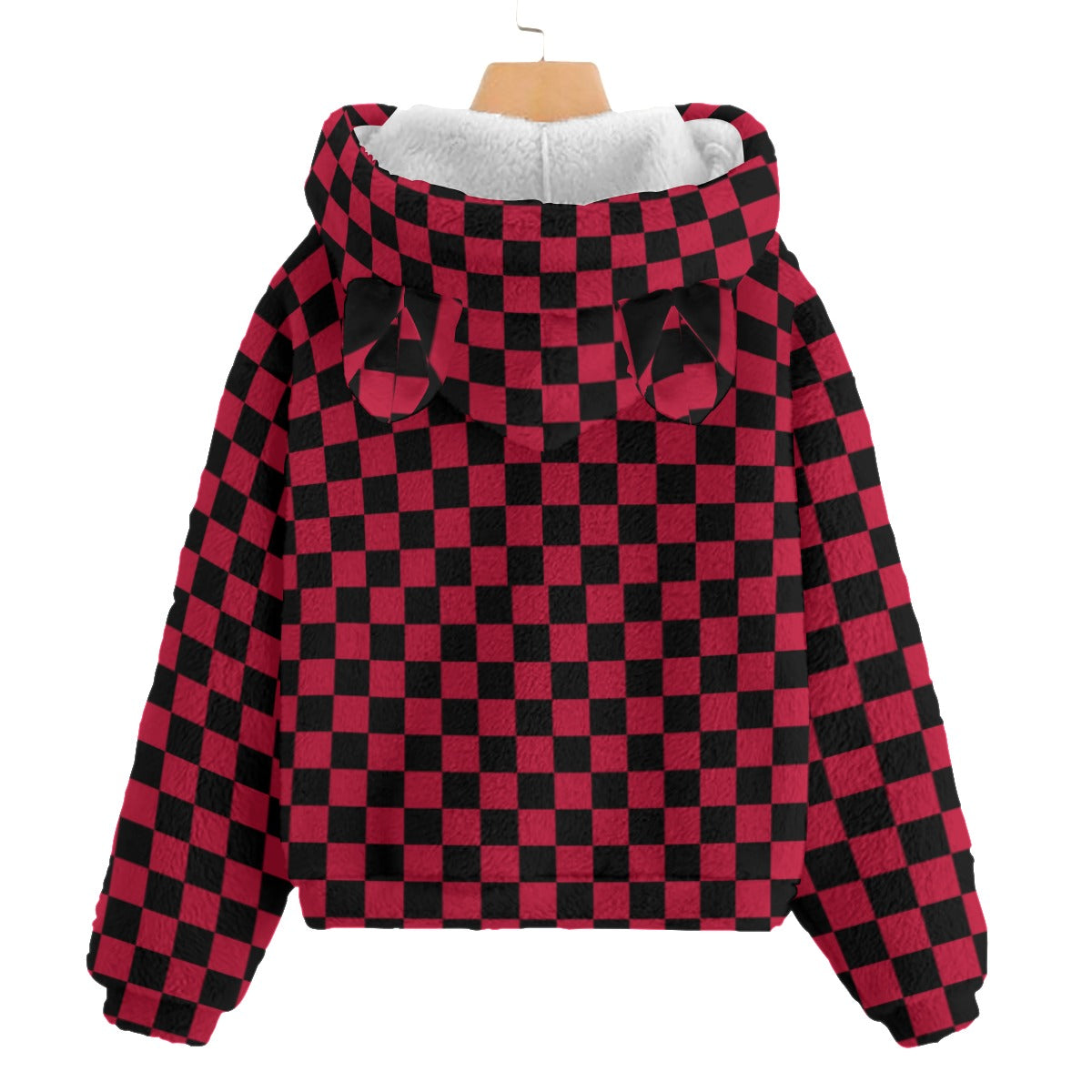 Kid’s Checkerboard Borg Fleece Sweatshirt With Ears