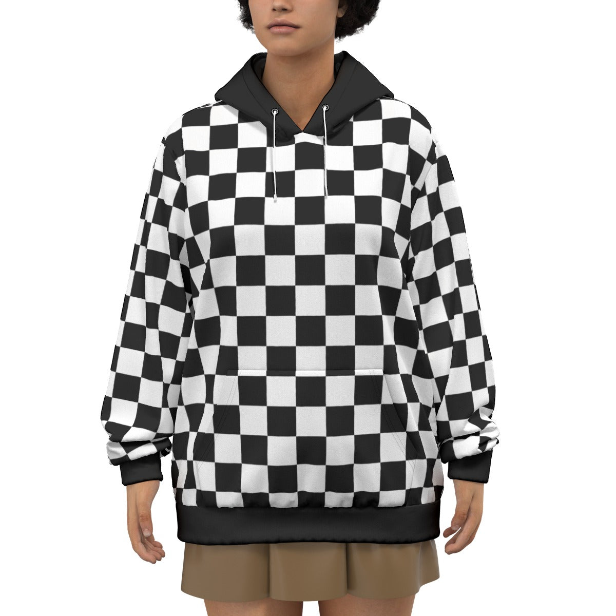 Checkerboard Unisex Pullover Hoodie100% Cotton