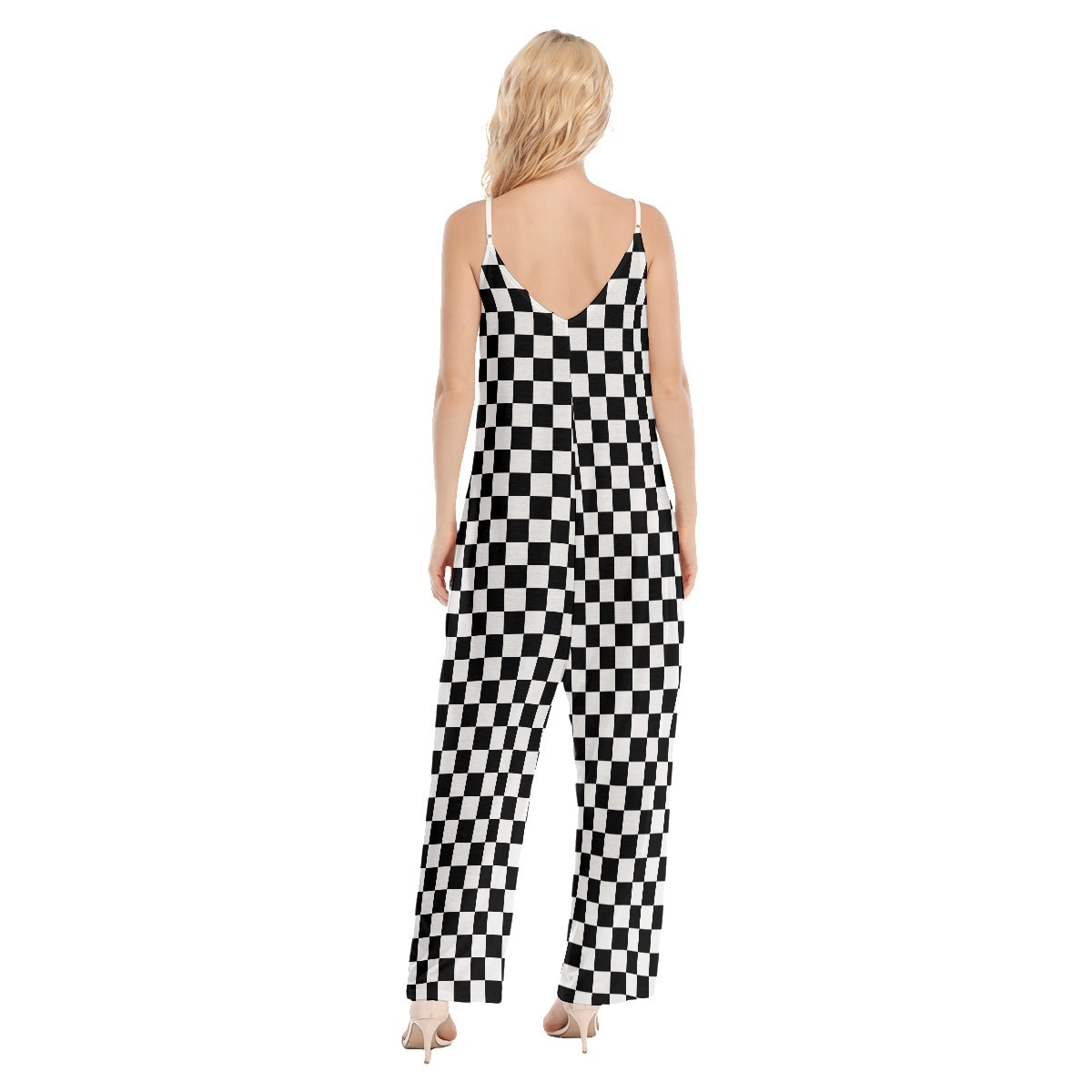 Checkerboard Women's Loose Cami Jumpsuit
