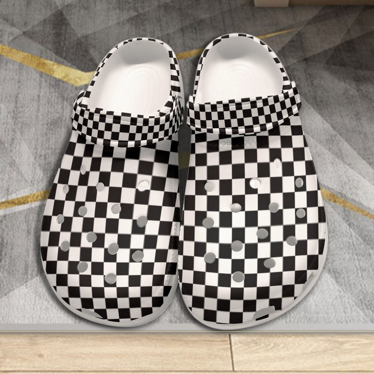 Checkerboard Men's Classic Clogs