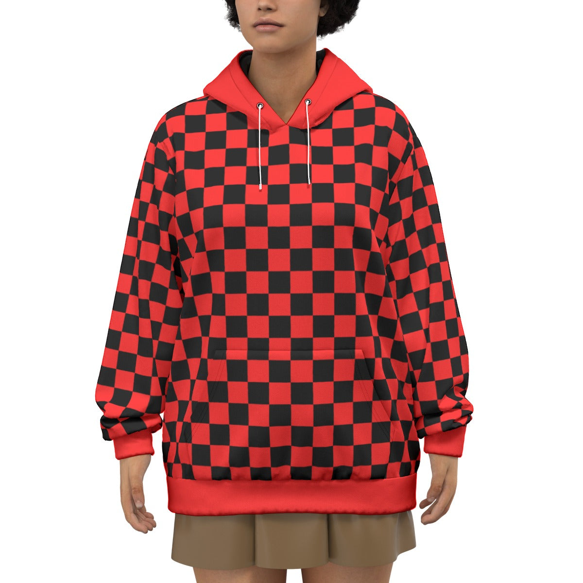 Checkerboard Unisex Pullover Hoodie 100% Cotton