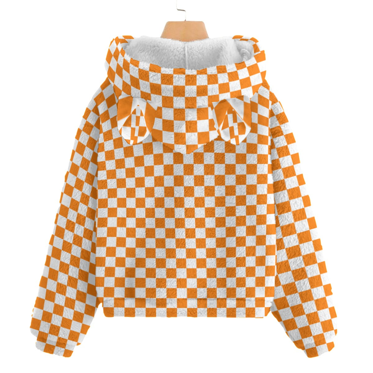 Kid’s Unisex Checkerboard Borg Fleece Sweatshirt With Ears