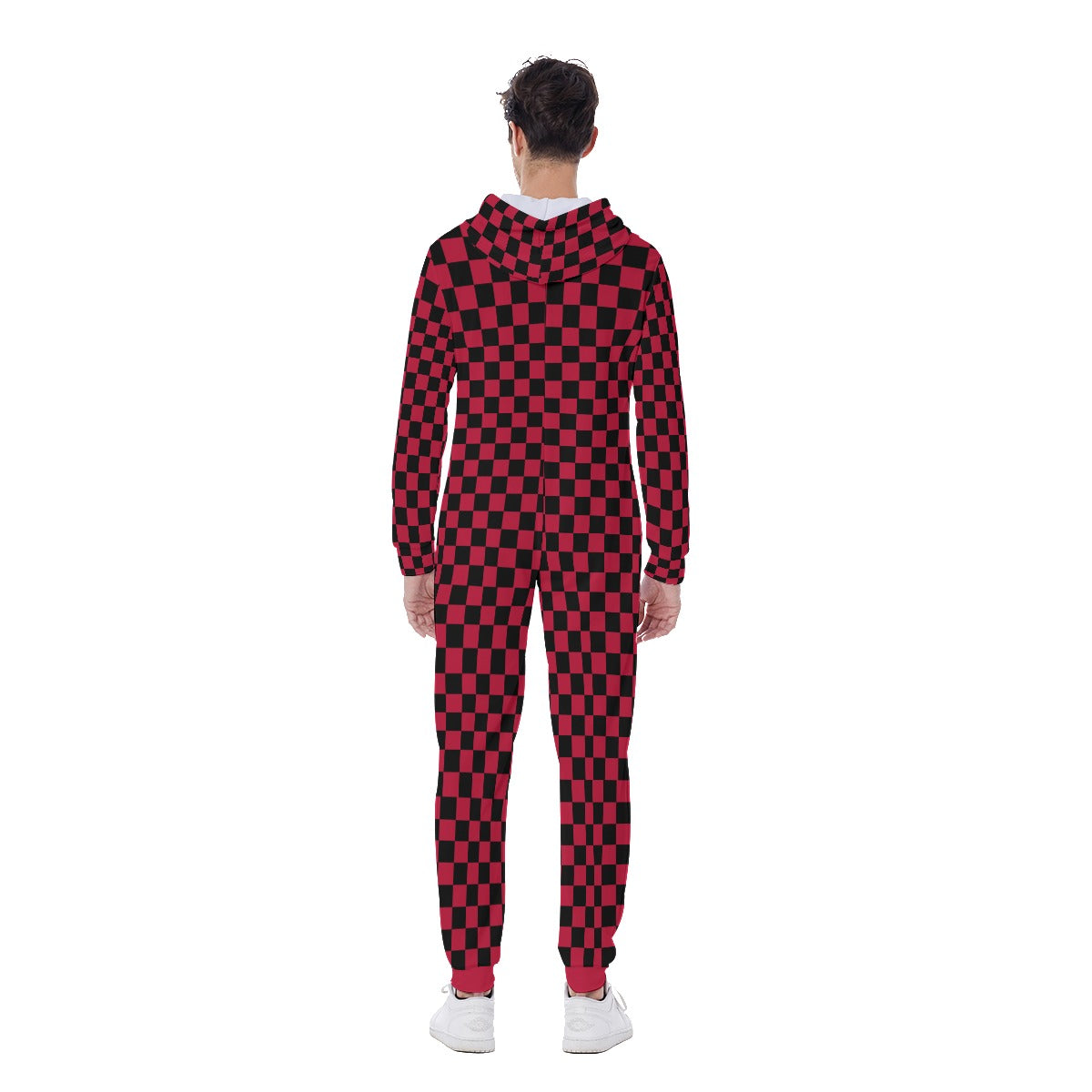 Checkerboard Men's Hooded Jumpsuit