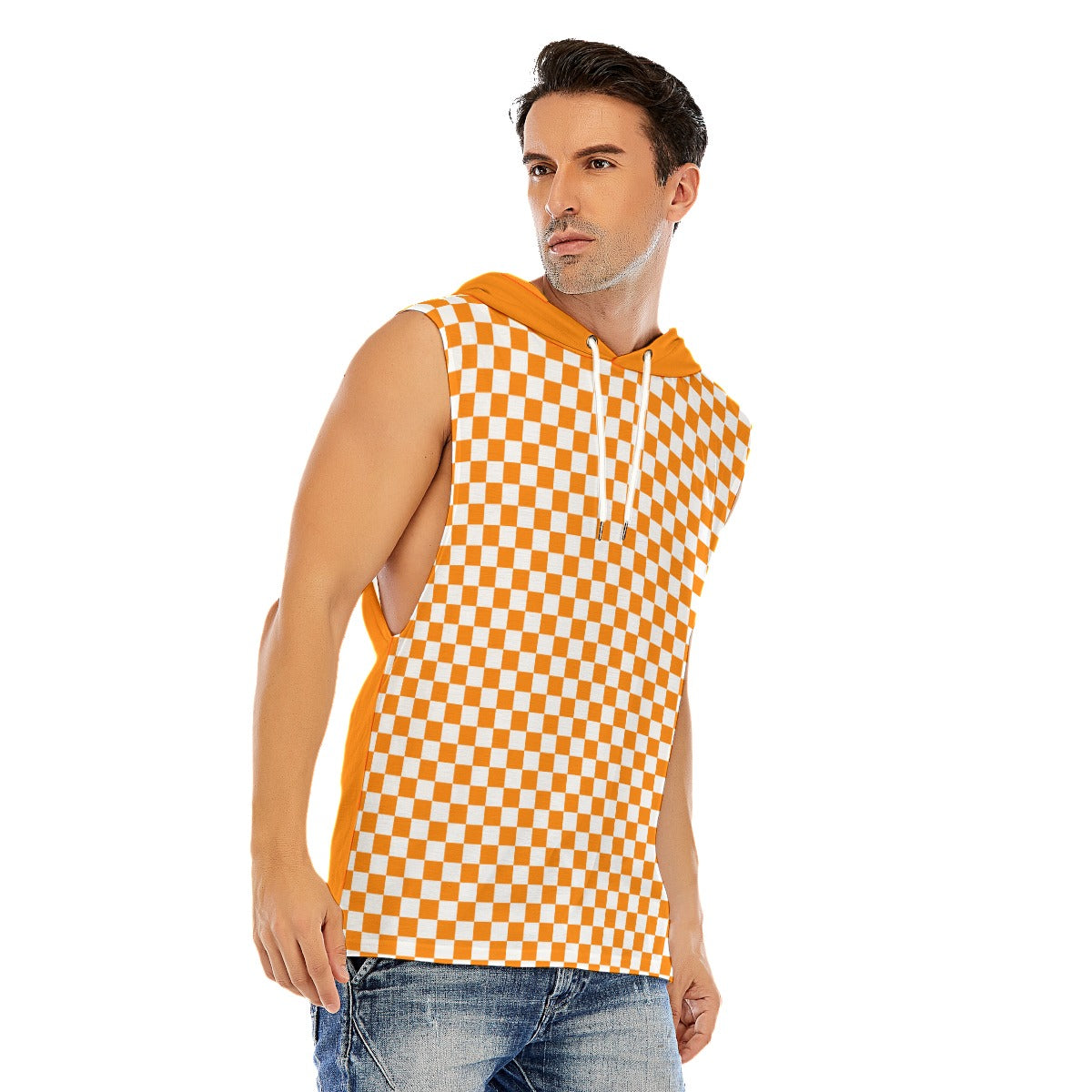 Checkerboard Men’s Sleeveless Pullover Hoodie